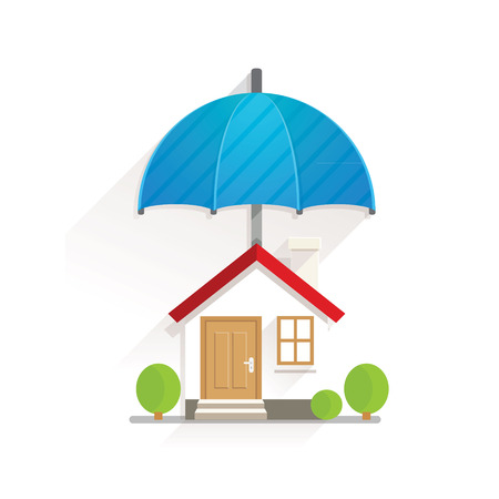 Home Icon with Umbrella   Safe House Concept, isolated on white background, vector illustrationのイラスト素材
