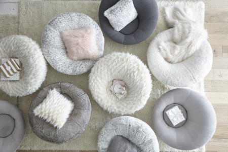soft pillows for babies grey and black colourの写真素材