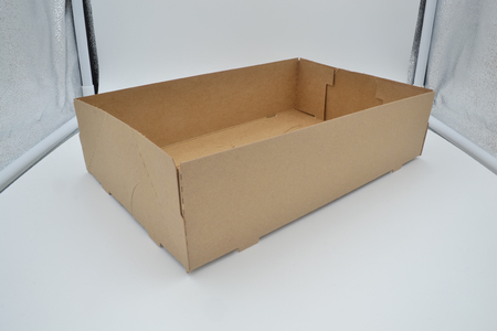 Close brown paper box on white with reflect photoの写真素材