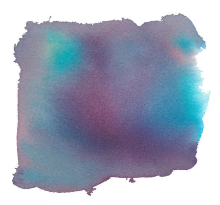 Hand drawn abstract watercolor background. Purple, blue, turquoise spot on white background.の写真素材