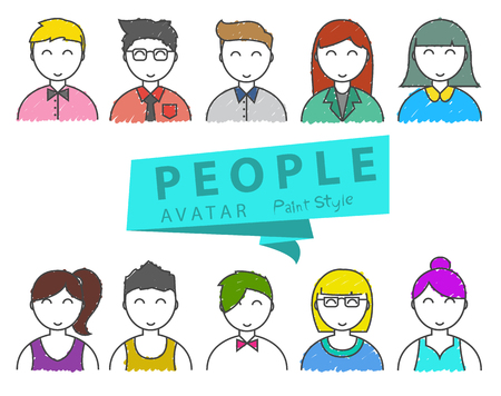 People avatar icon, paint style - Vectorのイラスト素材