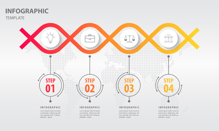 Timeline infographic design template with circle 4 optionのイラスト素材