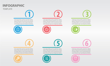 infographic design template with line and circle 6 optionのイラスト素材