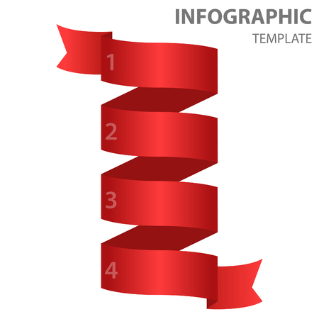 Red ribbon 4 step for infographicのイラスト素材