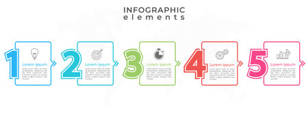 Timeline number infographic template 5 option.のイラスト素材