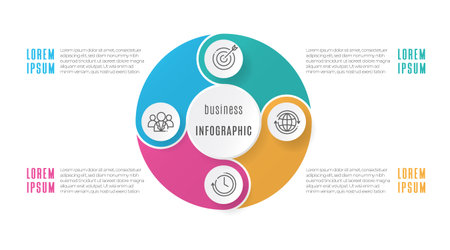 Circle diagram infographic template 4 options.のイラスト素材