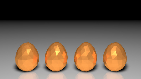 easter low poly polygonal golden eggs four light shadowsの写真素材