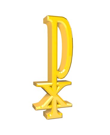 Labarum sign christianity Chi Rho symbol Christ Greek white background goldの写真素材