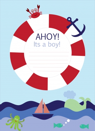 Its a boy announcement card in nautical theme のイラスト素材