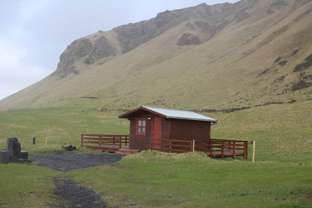 Typical Rural Icelandic Church at Sea Coastline. Horizontal shotの写真素材