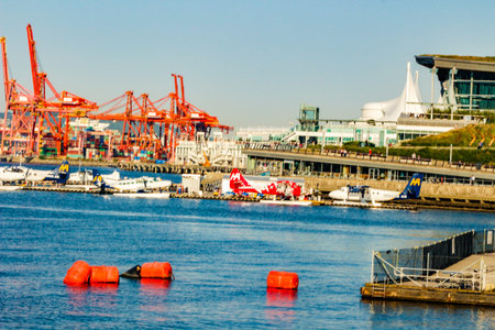 Vancouver Canada, June 18 2018: editorial image of a Cargo ship approaching the vancouver docks....