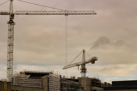 Dublin Ireland, February 18 2018: Editorial photo of construction at trinity university college in...