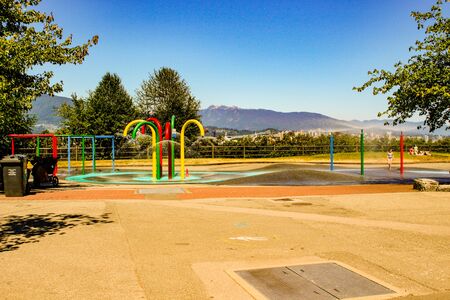 Vancouver Canada, June 18 2018: editorial photo of a beach on the sea walk at stanley park. A nice family eventのeditorial素材