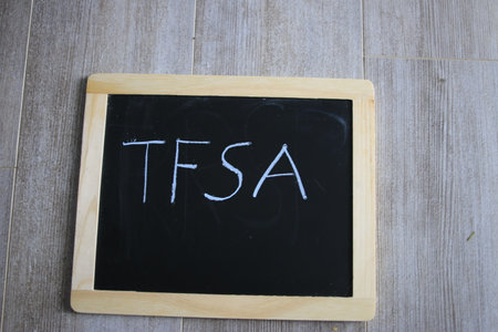 tfsa wrote on a chalk board. TFSA is a canadian savings schemeの写真素材