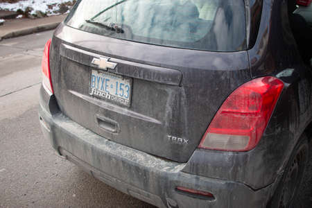 Hamilton Canada, January 19 2021: Editorial photo of a dirty purple 2014 chevrolet trax. The trax is a mid size SUV.のeditorial素材