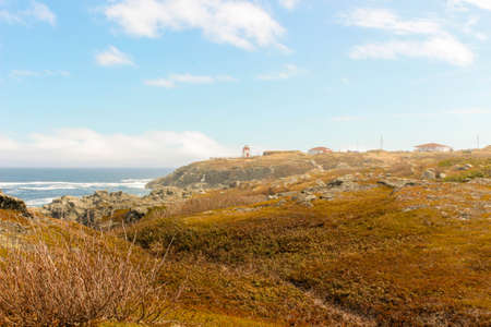 Sod church by Atlantic Ocean in Newfoundlandの写真素材
