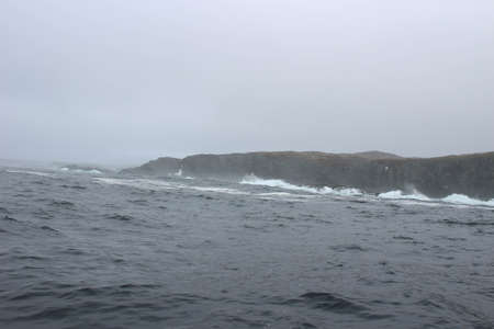 Sod church by Atlantic Ocean in Newfoundlandの写真素材