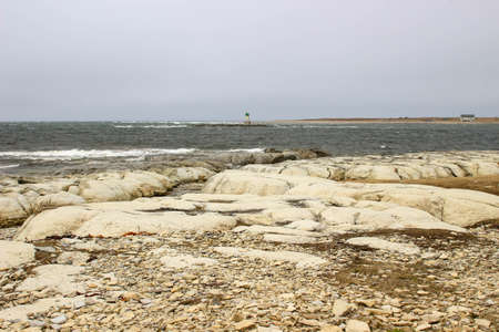 Sod church by Atlantic Ocean in Newfoundlandの写真素材