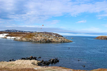 Sod church by Atlantic Ocean in Newfoundlandの写真素材