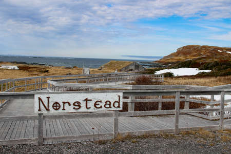Sod church by Atlantic Ocean in Newfoundlandの写真素材
