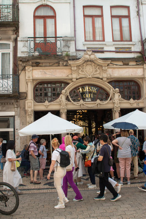 Tourists visit Old Town Square in Prague, Czech Republicの写真素材