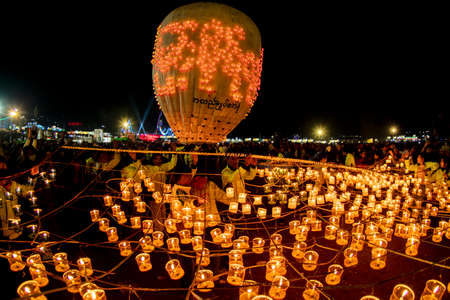 Hot air balloon festival is famous in  Myanmar. This festival celebrate at Pyinoolwin township and TaungGyi township.の写真素材