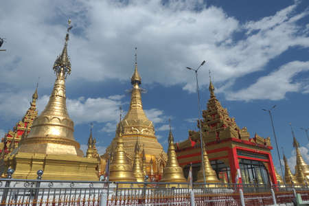 Shwemyintzu pagoda at intawgyi lake Kachin state.のeditorial素材