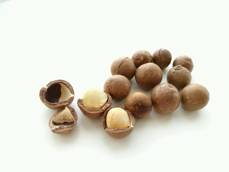 Nuts for healthy food on white background.の素材