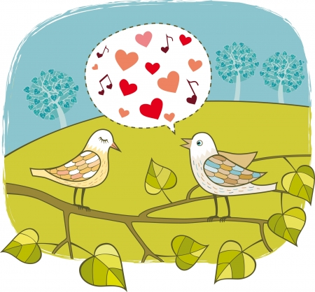 Birds in loveのイラスト素材