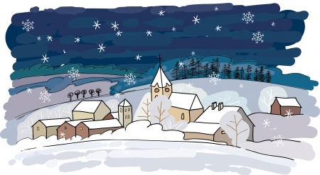 Winter villageのイラスト素材