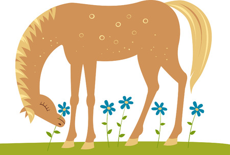 Horse with flowersのイラスト素材