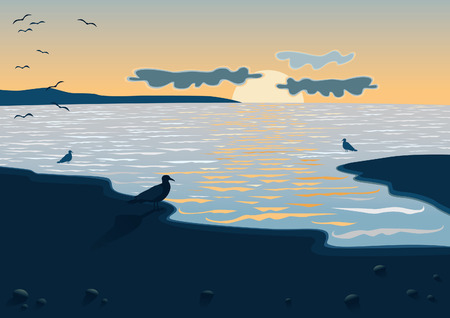 Sea at the sundownのイラスト素材