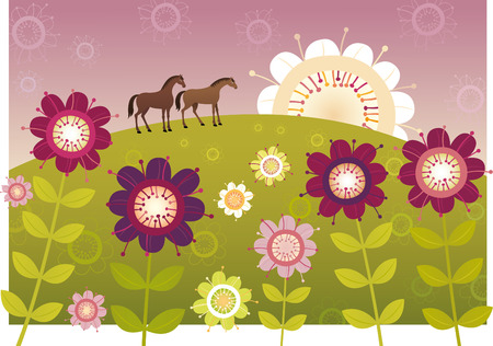 Violet flower gardenのイラスト素材