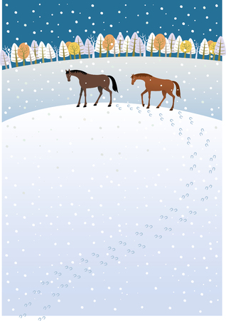 Tracks in the snowのイラスト素材