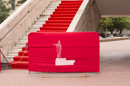 Odessa, Ukraine - July 19, 2016: banner of Odessa International Film Festivalのeditorial素材