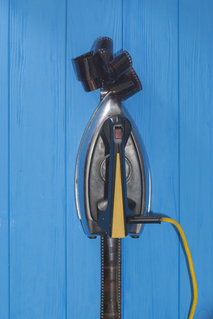 Top View of Vintage Iron Flattening Filmstripの写真素材