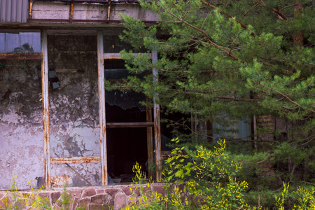 Abandoned Scene of Pripyat Ghost Town in Chernobyl Exclusion Zoneの写真素材