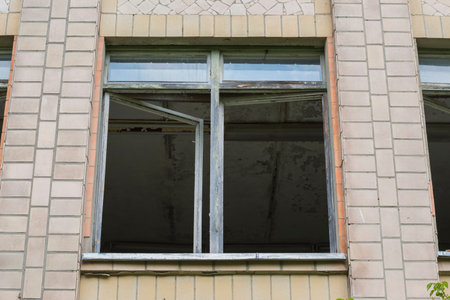 Detail of Neglected Building in Ghost Town of Pripyat in Chernobyl Exclusion Zone