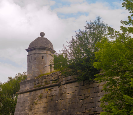 Medieval Fortress Wall with Towerの写真素材