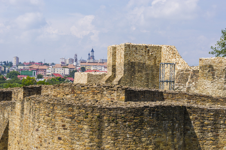 SUCEAVA, ROMANIA - JULY 28, 2018: Suceava city skyline viewed from medieval fortressのeditorial素材