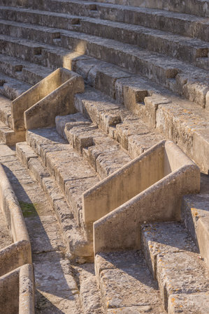 Tribunes of Ancient Roman Amphitheater in Lecce, Italy