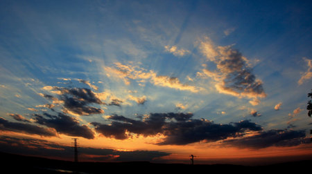Tranquil view of a moving cloud during an evening sunset with an adventure on the cityscape of the...