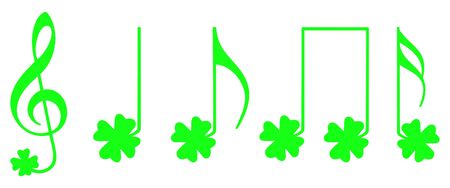 Green notes with the shape of the traditional irish shamrock symbolの写真素材