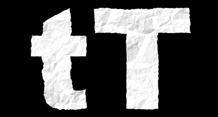Alphabet on crumple white paperの写真素材
