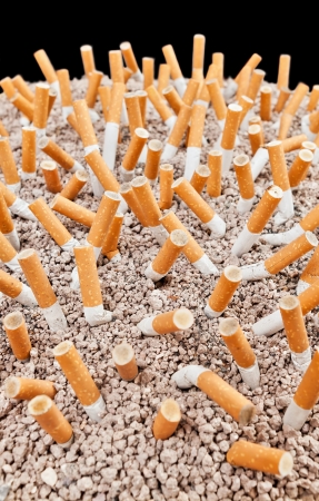 Ashtray full of smoked cigarettes in the sand
の写真素材