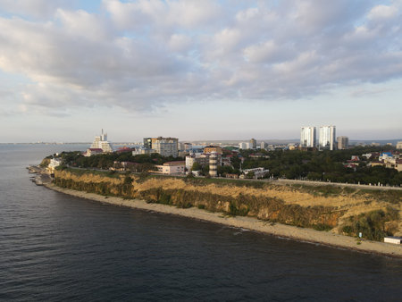 view from the Black Sea to land in Russia
