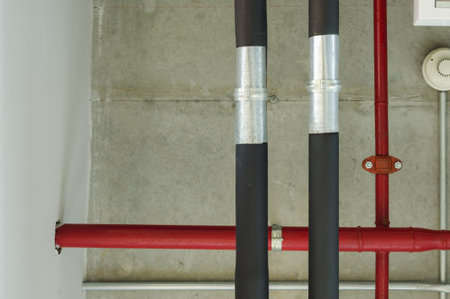 Water pipes  hanging from ceiling Indoor