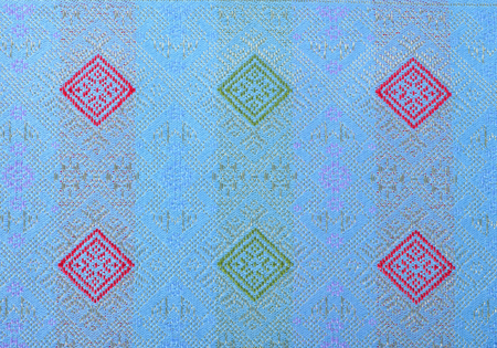 silk fabric in Thai pattern for background or textureの写真素材