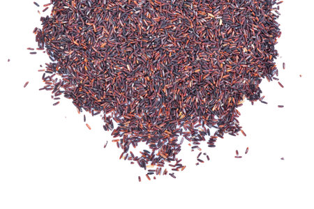rice berry or organic rice on white backgroundの写真素材