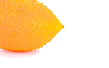 Gac fruit, Baby Jackfruit, Cochinchin Gourd, Spiny Bitter Gourd, Sweet Gourd, Momordica cochinchinensis on white background.の写真素材